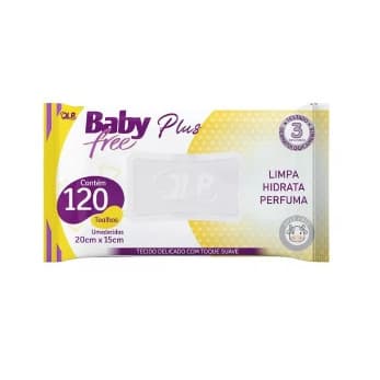 TOALHA UMEDECIDA INFANTIL BABY FREE PLUS C/120 UNIDADES TOQUE SUAVE