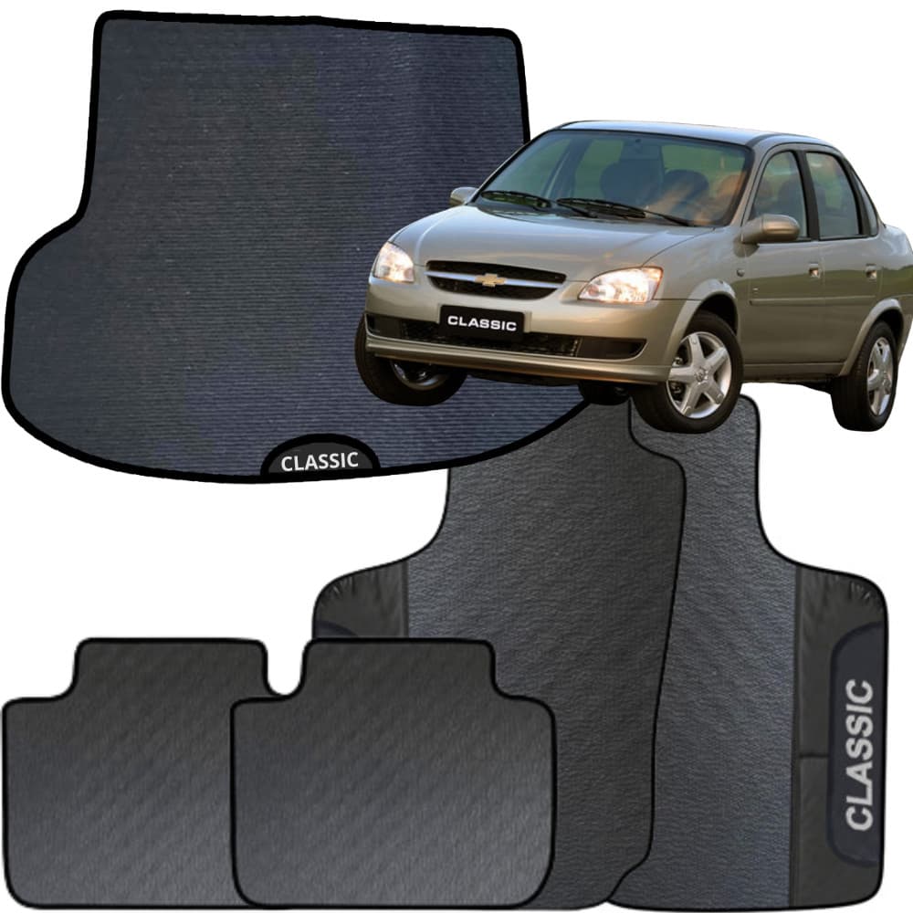 Kit Jogo Tapete Classic 2011a 2017 4 Peças + Tapete Porta Mala Emborrachado Automotivo Personalizado
