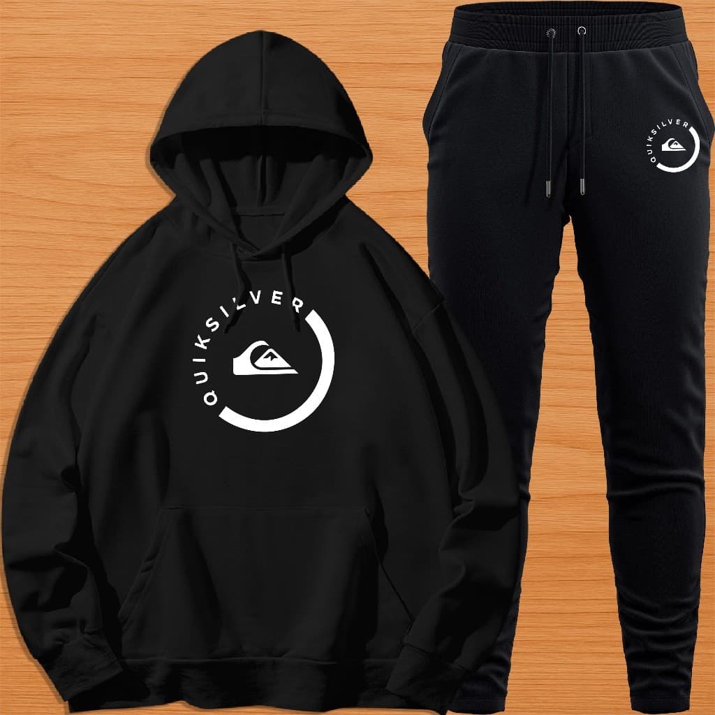Conjunto Moletom Unissex Adulto Blusa de Frio Canguru e Calça Personalizada Estampa QS BASICO