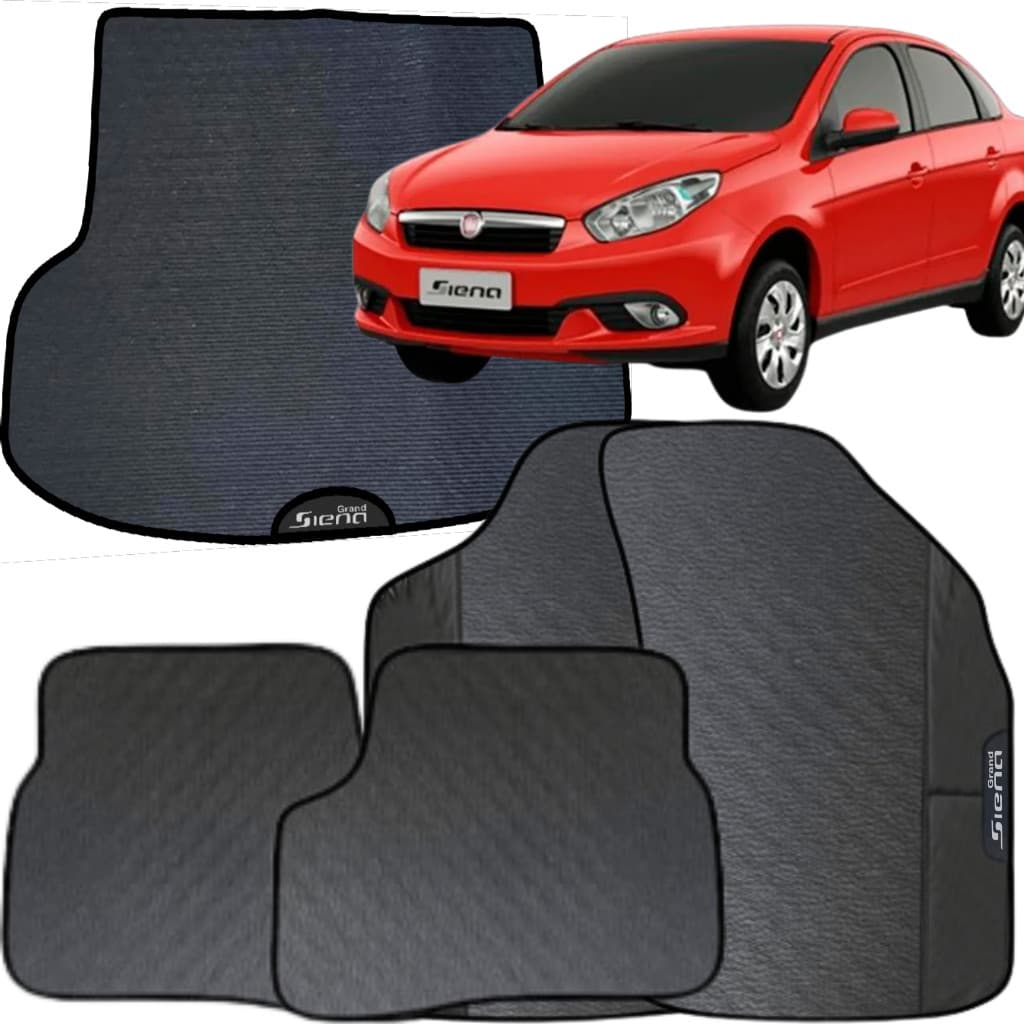 Kit Jogo Tapete Grand Siena 2012 a 2021 4 Peças + Tapete Mala Emborrachado Automotivo Personalizado