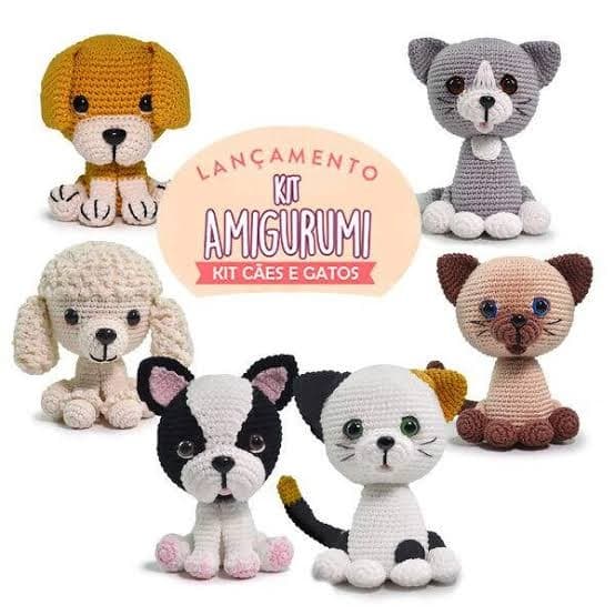 KIT AMIGURUMI COLEÇÃO CÃES E GATOS | CROCHÊ TRICÔ ARTESANATO  - CÍRCULO