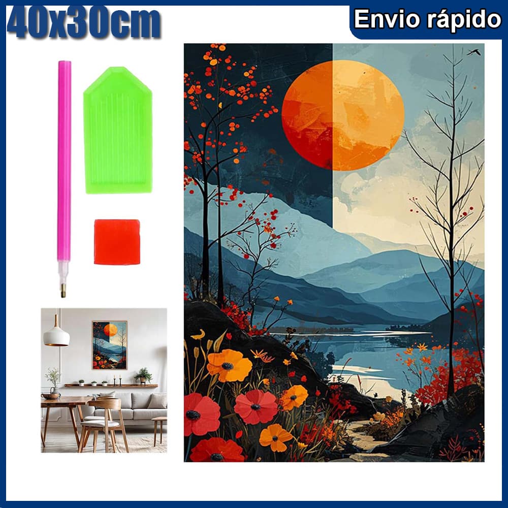 40x30cm Montanhas e água Pintura Diamante 5D Pintura de Diamante Conjunto De Pintura Com Diamante Para Adultos Redondos