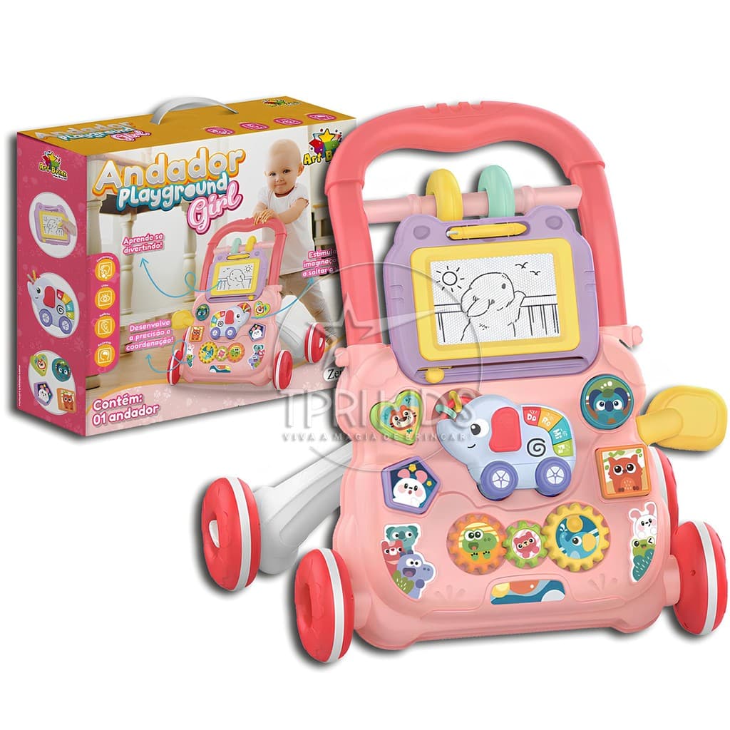 Andador Bebê Didático Musical Brinquedo Empurrar Carrinho Passeio Educativo Menina Menino Infantil
