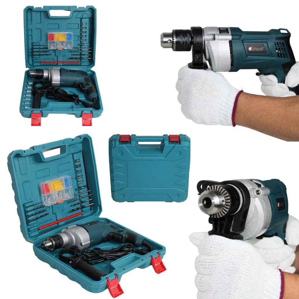 Furadeira Elétrica De Impacto Profissional Mandril 13mm 1000W + Maleta Kit Completo ENVIO IMEDIATO