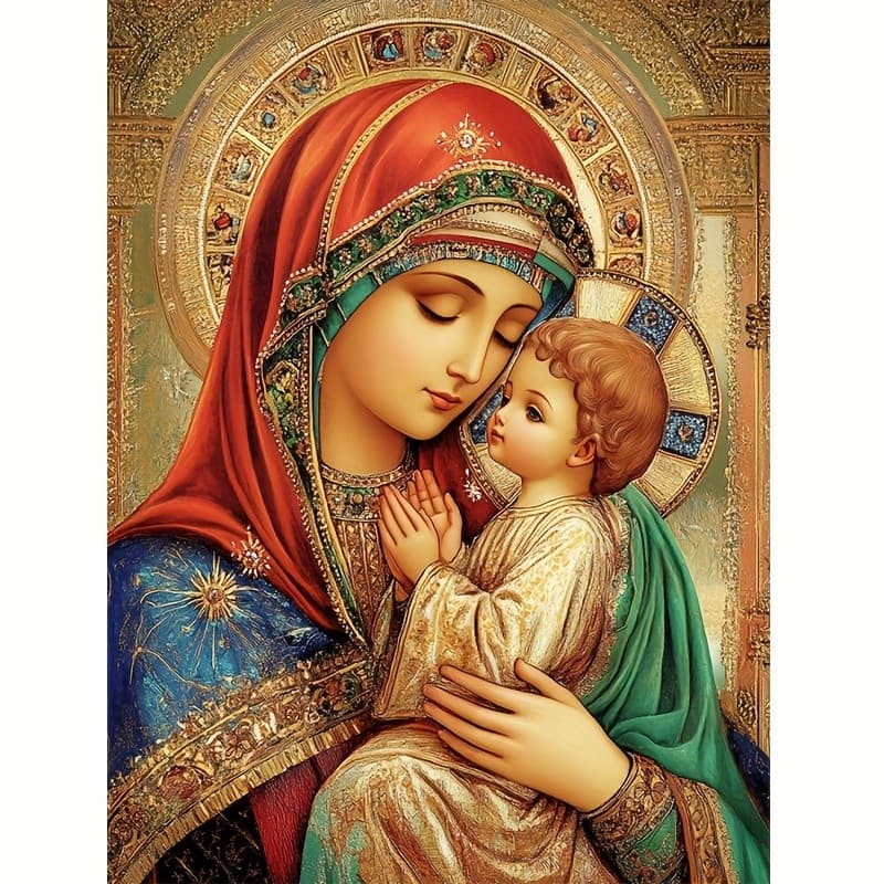 Kit De Pintura De Diamante 5D Com Tema Religioso Para Adultos-Arte De Strass Redondo Diamantes Completos , Artesanato DI