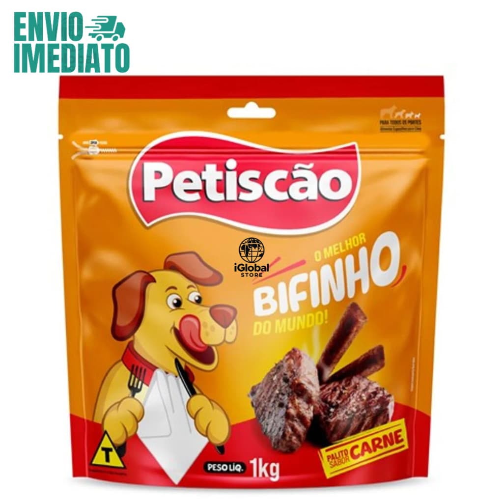 Petisco para Cães Petiscão Bifinho Carne 1kg - Envio Rápido