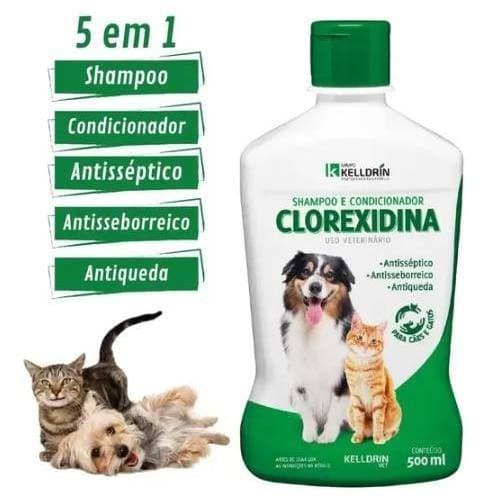 Kelldrin Clorexidina 500ml - Shampoo Antisséptico para Pets