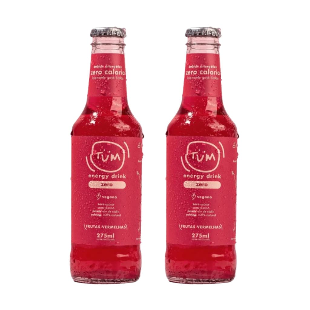 ENERGÉTICO NATURAL VEGANO ZERO CALORIAS FRUTAS VERMELHAS TUM ENERGY DRINK 275ML - 2 UND
