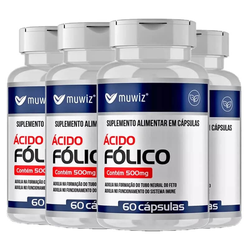 VITAMINA B9 ÁCIDO FÓLICO 60 Cápsulas VITAMINA MUWIZ KIT 4