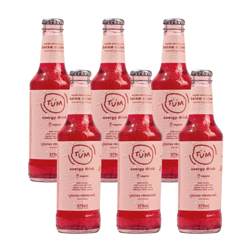 ENERGÉTICO NATURAL VEGANO FRUTAS VERMELHAS TUM ENERGY DRINK 275ML - 6 UND