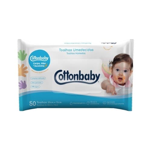 TOALHA UMEDECIDA COTTONBABY PREMIUM COM 50 RECEM NASCIDO
