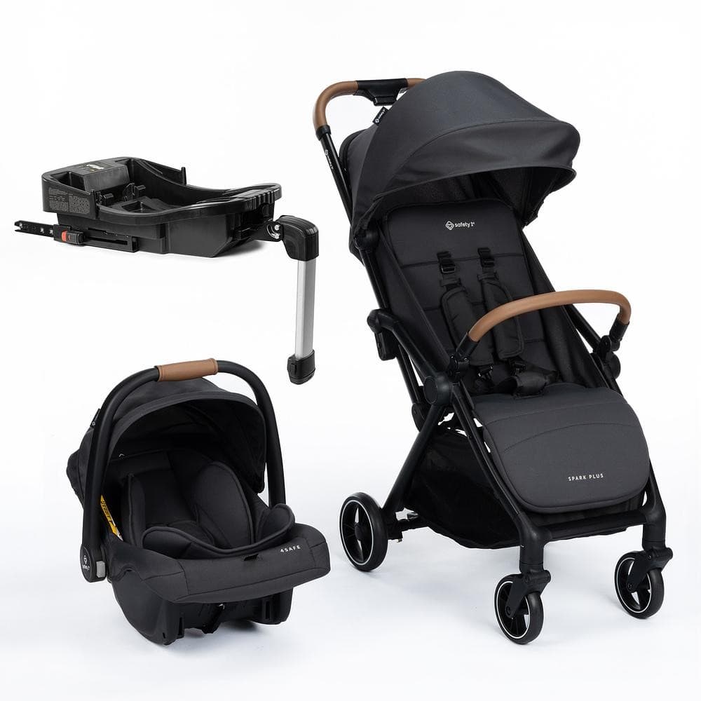 Carrinho com Bebê Conforto e Base Spark Plus Safety 1St Travel System Trio Isofix 0-22kg Black Graphite