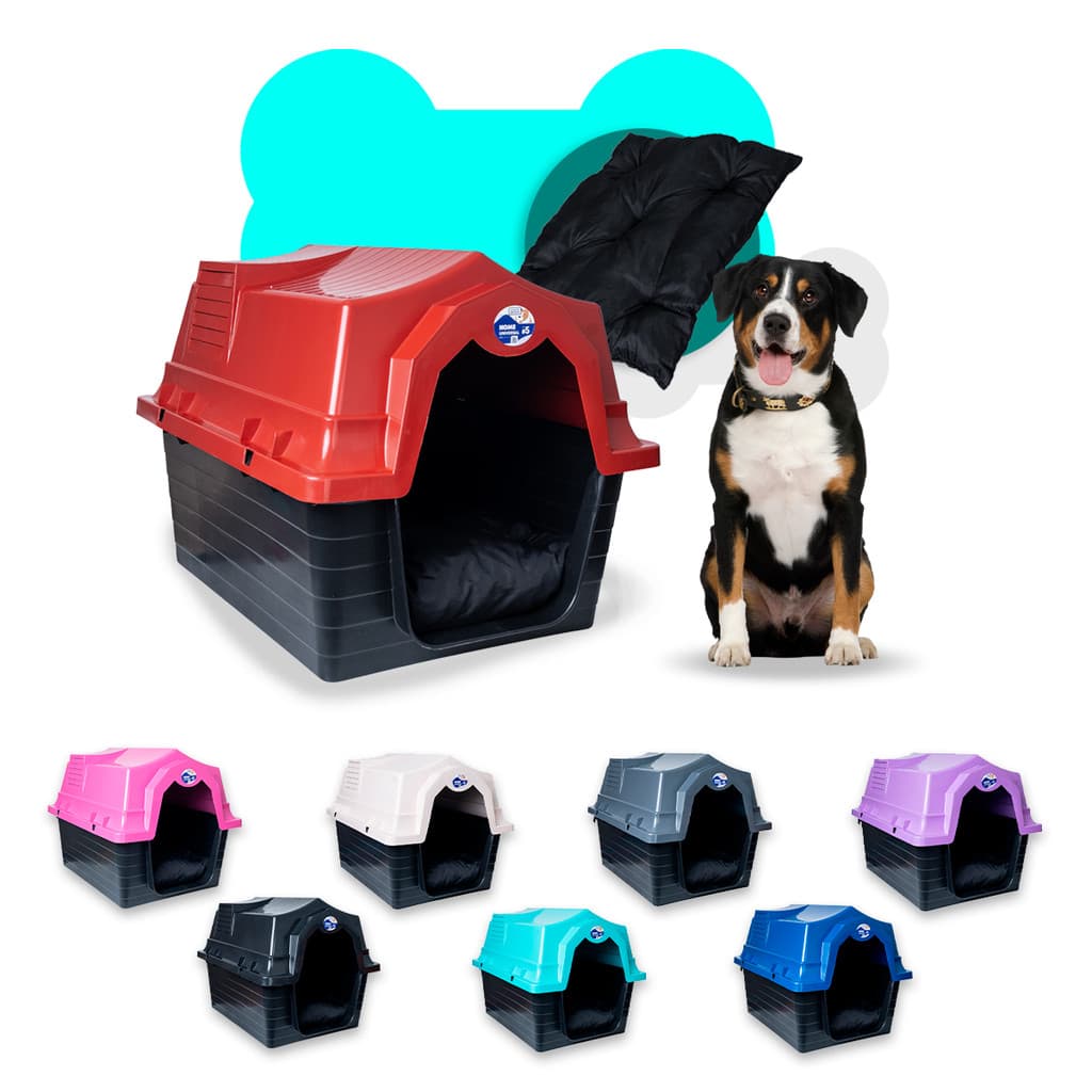 Casa Casinha Plástica Cachorro Número N 5 + Colchão - Unishop