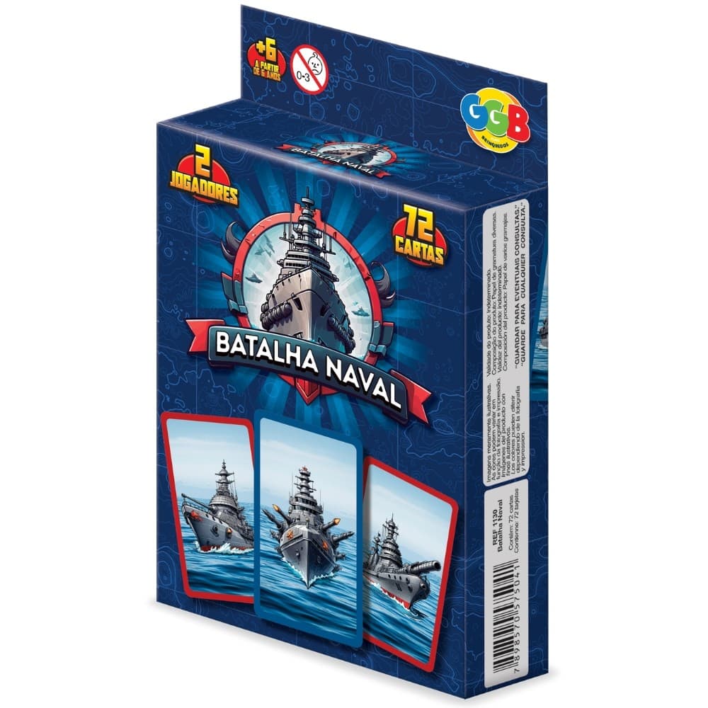 JOGO BATALHA NAVAL 72 CARTAS GGB BRINQUEDOS FAMÍLIA MESA NAVIO ESTRATÉGIAS MAR TIRO COMPETIÇÃO RADAR
