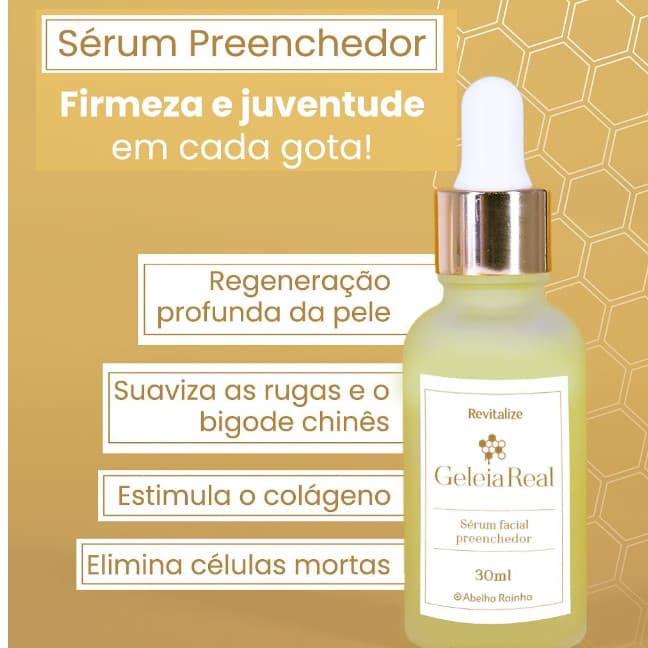 Sérum Facial Preenchedor Geleia Real Abelha Rainha 30ml Tratamento Diário Anti Idade

