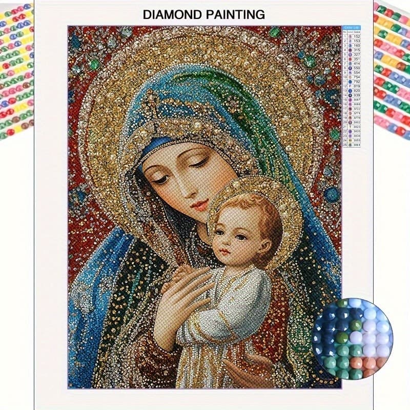 Um Conjunto De kits De Pintura De Diamante 5D Para Adultos-Arte Em Mosaico De Diamantes Completos Com Tema Religioso , A