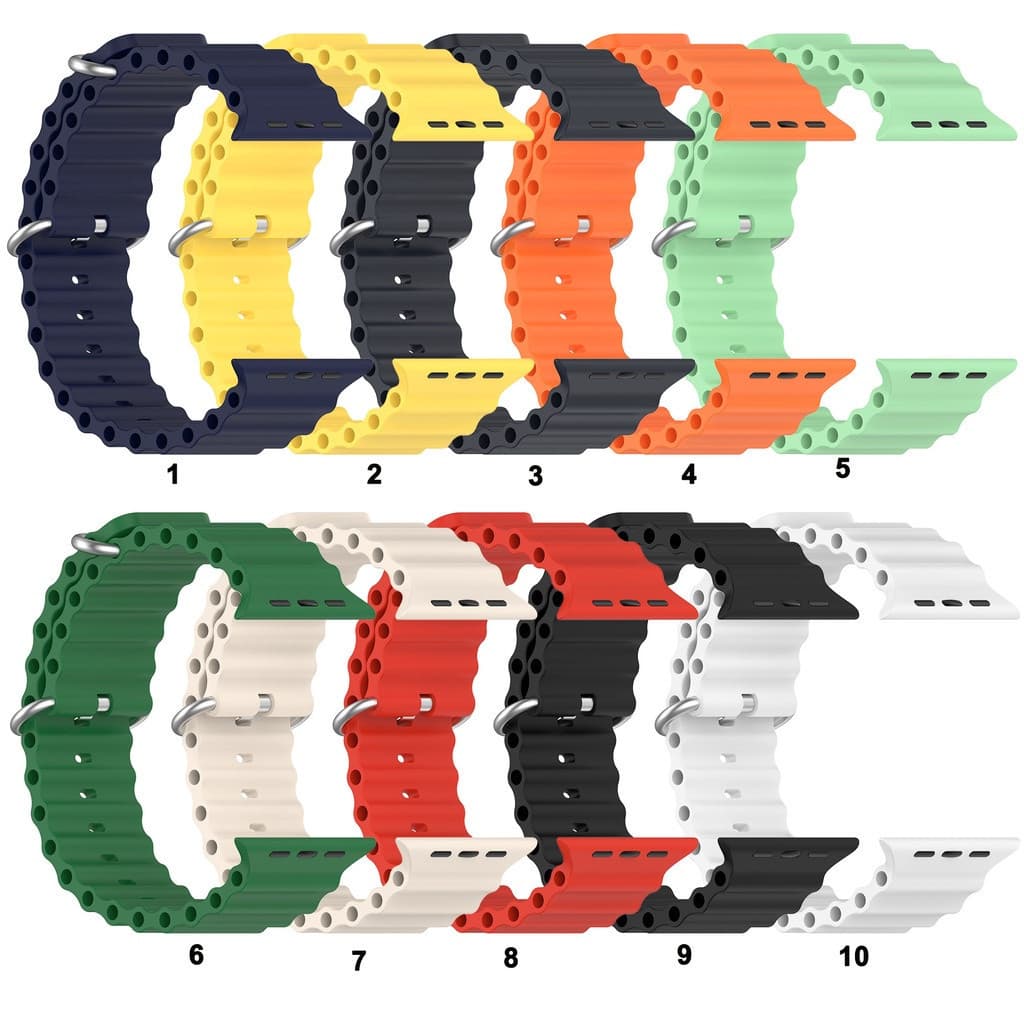 Pulseira de relógio de Smartwatch De Silicone Ocean Straw Capaz Para Relógio Apple Série 8 7 Ultra 42mm 44mm 45mm 49mmmm