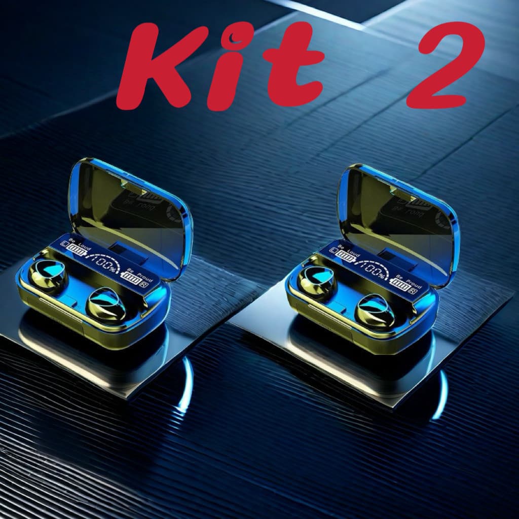 Kit 2 M10 Bluetooth 5.1 Fones de ouvido sem fio TWS estéreo com carregador Power Bank Jorge