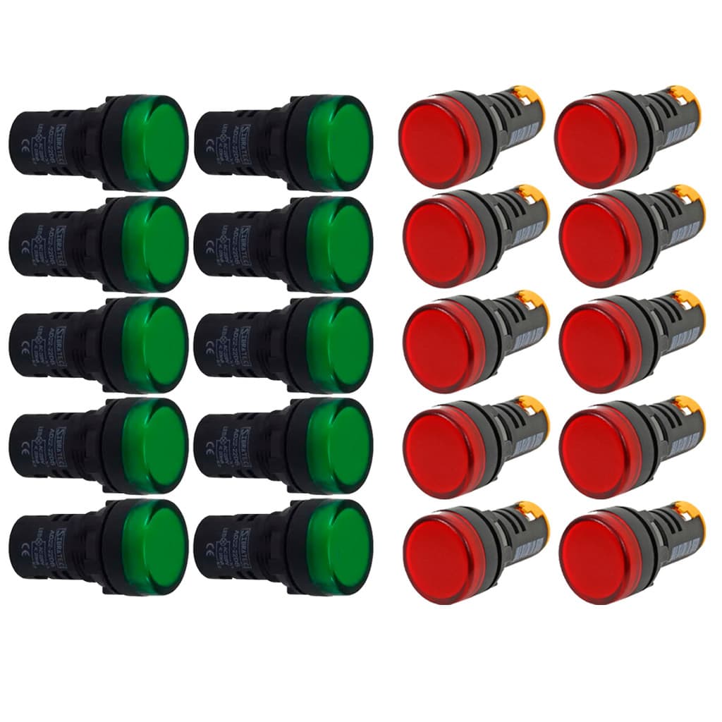 KIT SINALEIROS LED AD22 22MM 220V VERDE VERMELHO