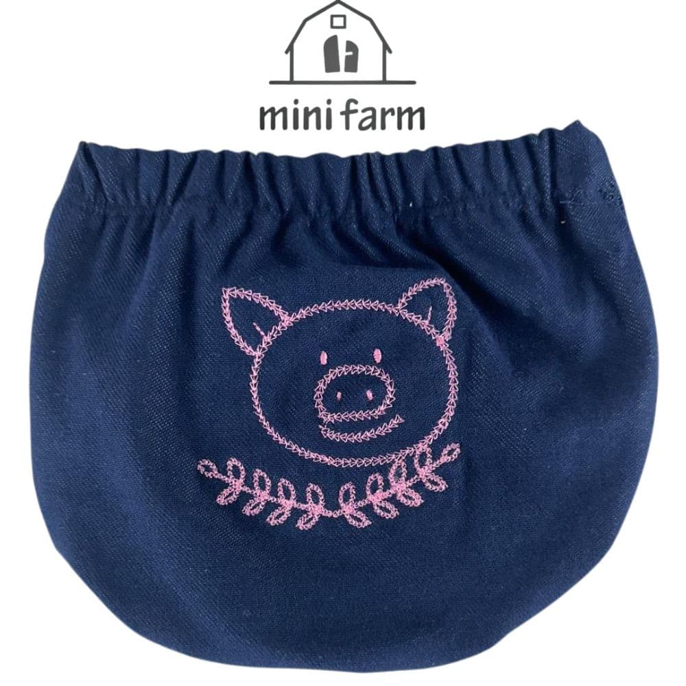 Tapa Fralda Bebê Feminina Com Lycra Azul Marinho Com Bordado Porquinho Rosa Ref: MF151