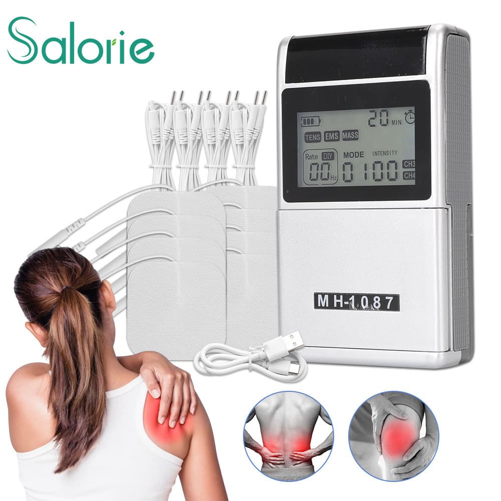 Salorie EMS Massageador TENS Fisioterapia Recarregável Estimulador Muscular De 48 Modos Acupuntura Elétrica Massagem Cor