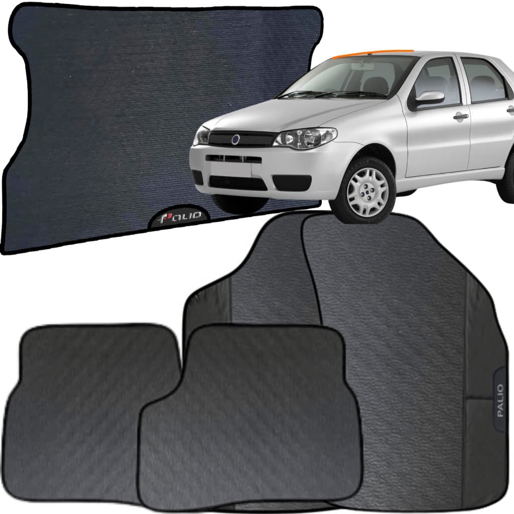 Kit Jogo Tapete Palio 2004 a 2013 4 Peças + Tapete Porta Malas Emborrachado Automotivo Personalizado