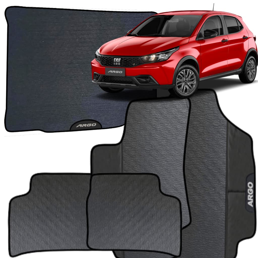 Kit Jogo Tapete Argo 2018 a 2024 Peças + Tapete Porta Malas Emborrachado Automotivo Personalizado