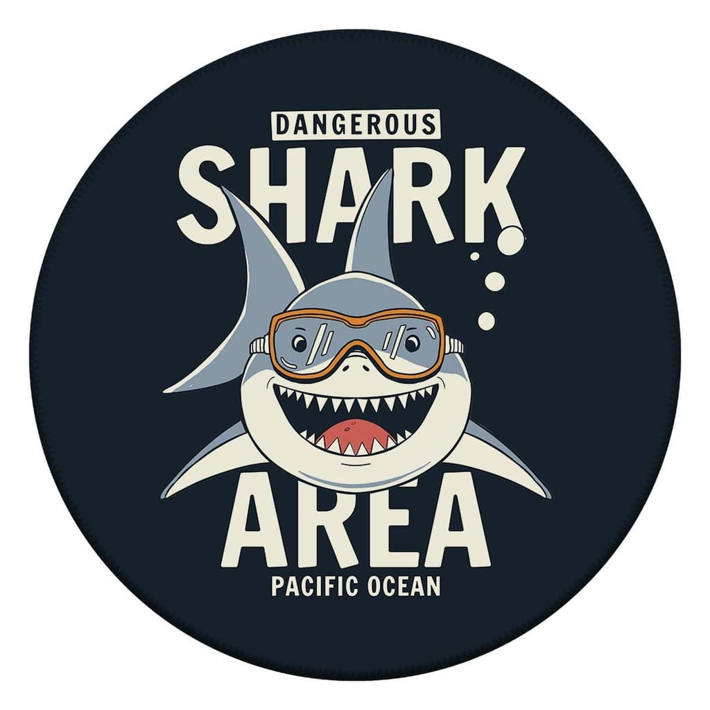 Tapete Redondo Decorativo Shark 88x88 Antiderrapante Para Sala, Quarto e Escritório