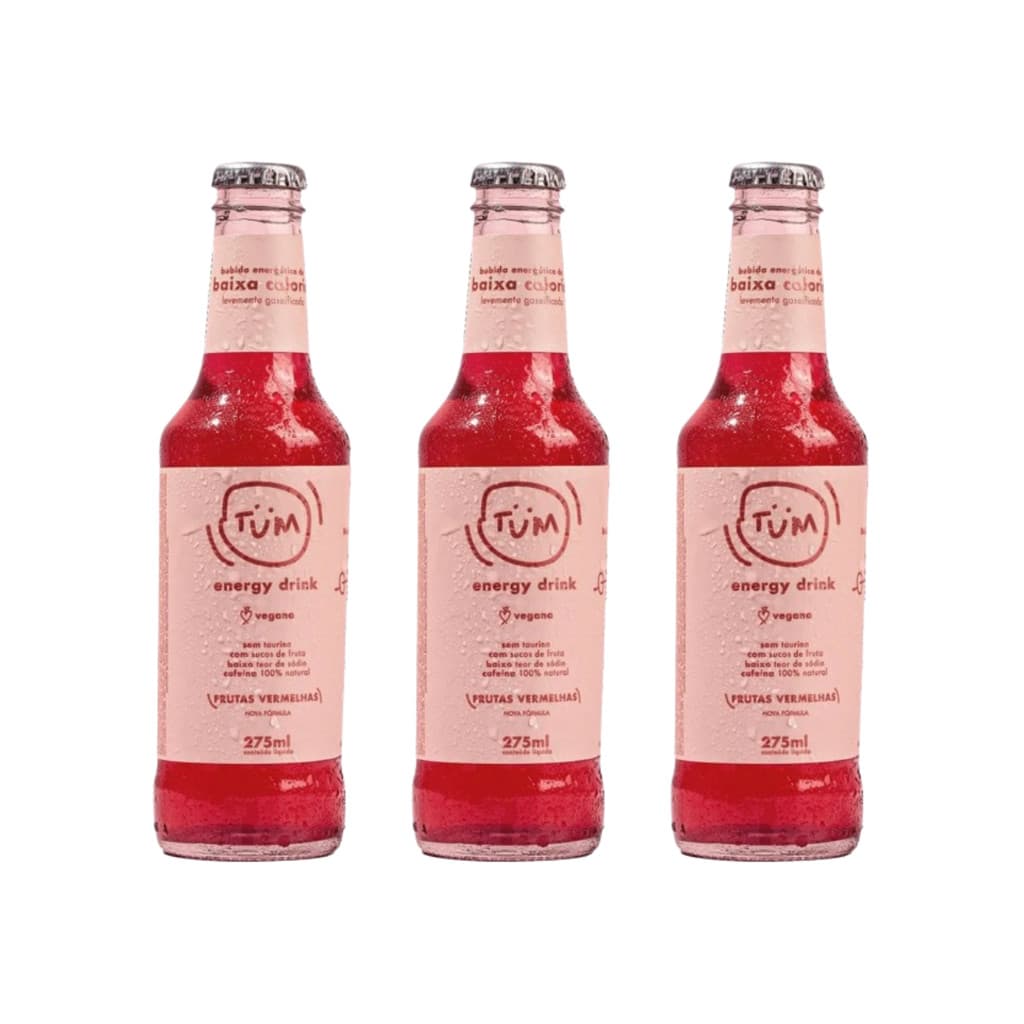 ENERGÉTICO NATURAL VEGANO FRUTAS VERMELHAS TUM ENERGY DRINK 275ML - 3 UND