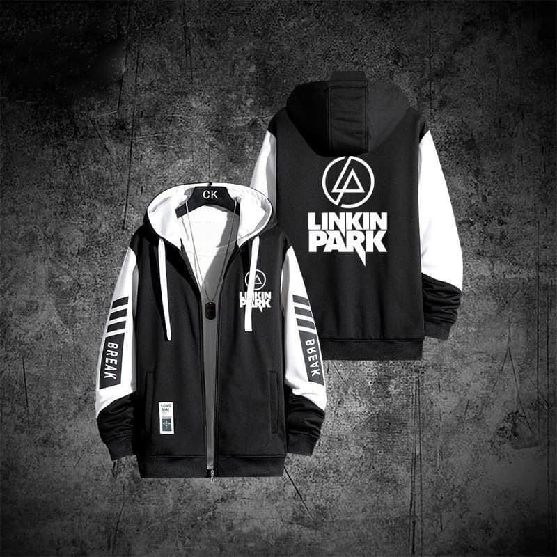 Linkin Park Linkin Park Linkin Park Música Rock Moletom com Zíper Cardigã Jaqueta Casaco ATN6