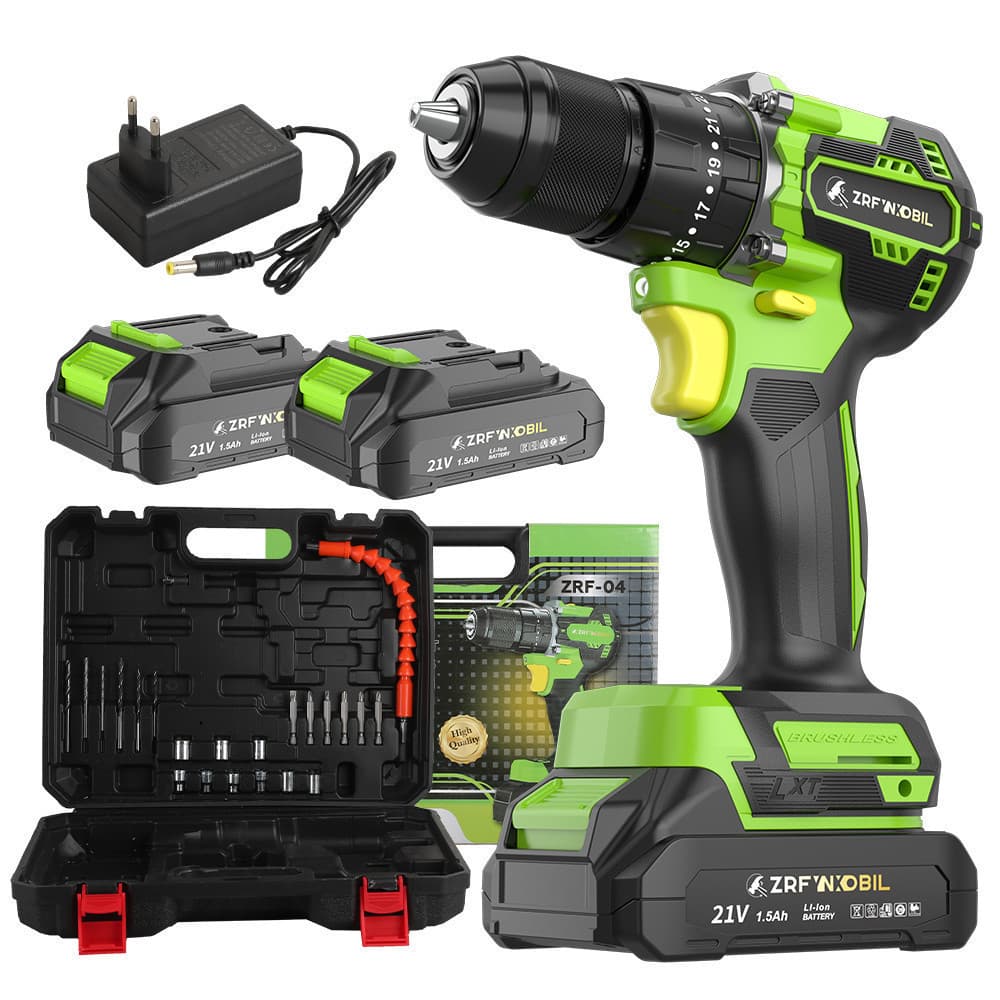 Parafusadeira Furadeira impacto elétrica furadeira Sem Fio 21v 2 Baterias 23 kit Acessórios