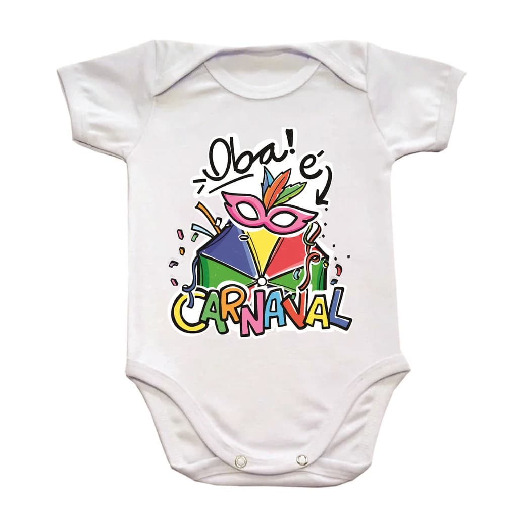 Body Bebê Oba é Carnaval Fantasia Infantil Bloquinho Palhaço Circo Roupa Mesversário Menino Menina