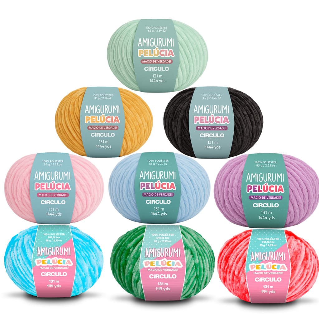 Kit Fio Amigurumi Pelucia 9un - Círculo - 85g e 131m - Tricô, Crochê - Escolha Sua Cor