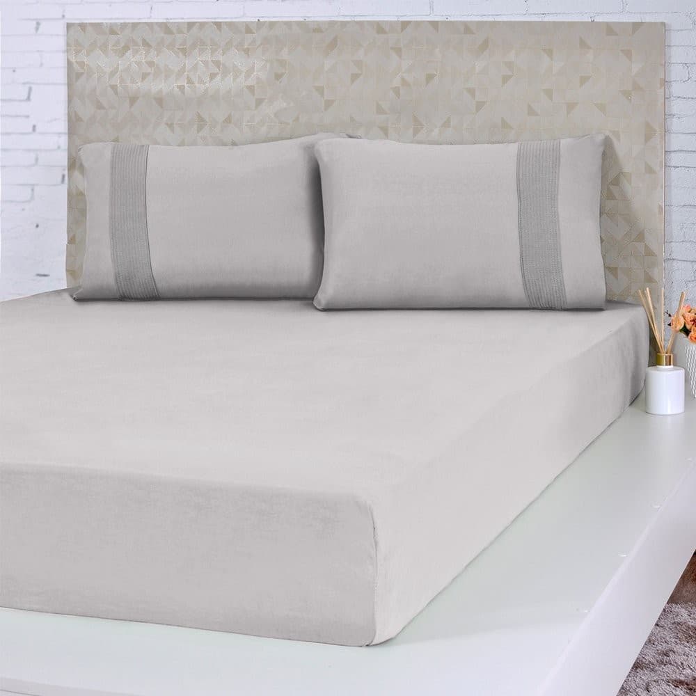 Jogo de Cama Casal Malha 3 Pçs Bella Cama 100% Algodão 138x188x30cm