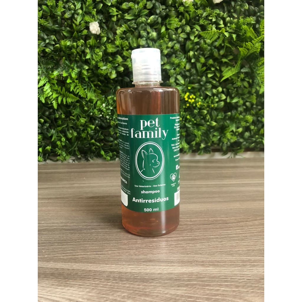 Shampoo Antirresíduos Pet Family 500ml Limpeza Profunda e Segura para Pets