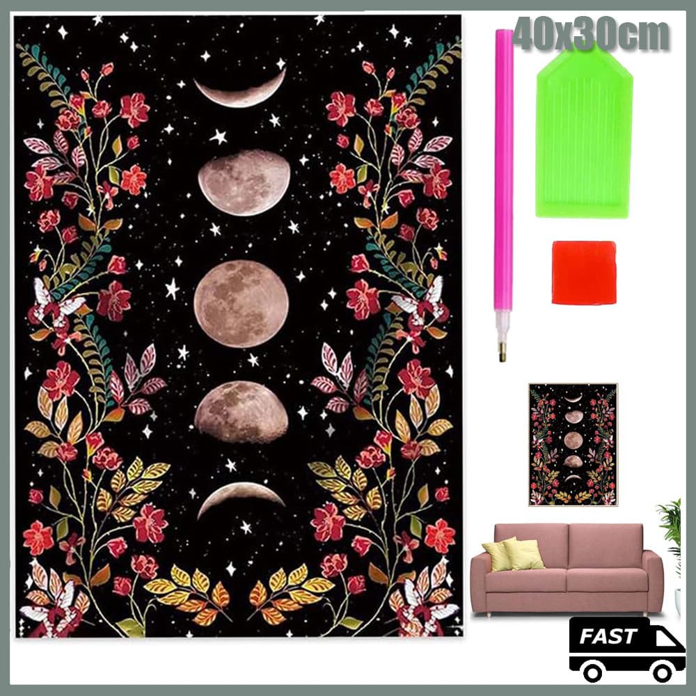 Floresta Lunar Pintura Diamante 5D Pintura de Diamante Kits De Diamante Para Adultos Rodad  40x30cm