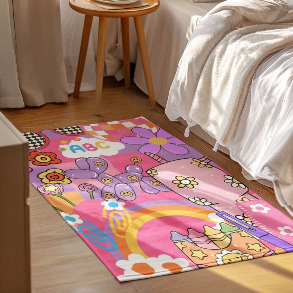 Tapete Decorativo 118x70cm Antiderrapante Sala, Quarto e Escritório Infantil