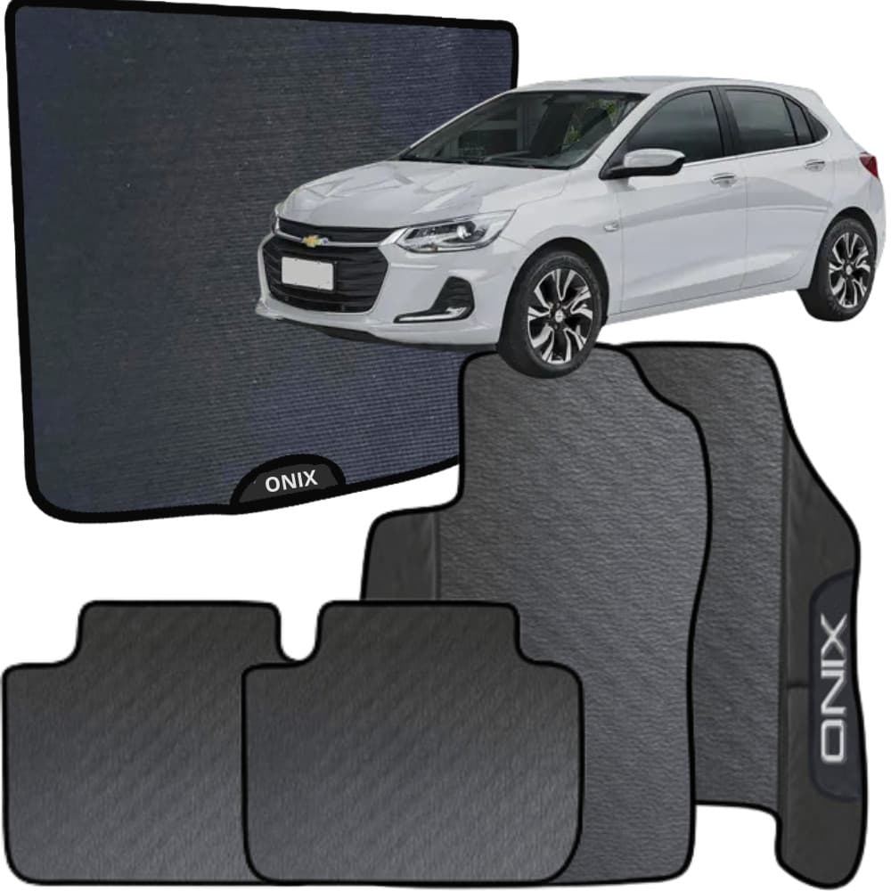 Kit Jogo Tapete Onix 2016 a 2020 4 Peças + Tapete Porta Malas Emborrachado Automotivo Personalizado
