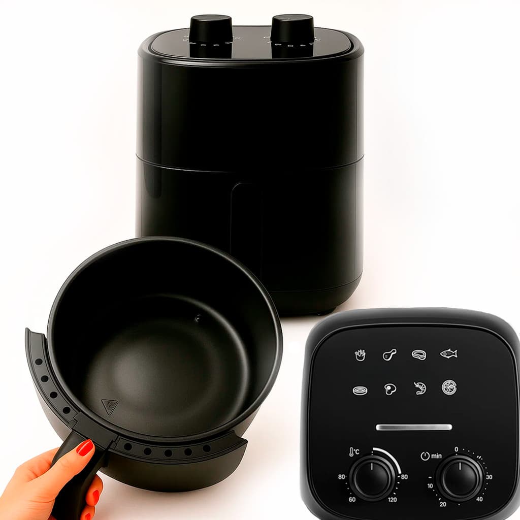 Fritadeira Elétrica Air Fryer Sem Oleo 110V Preta 1200W 3,5L Plugue Tipo N