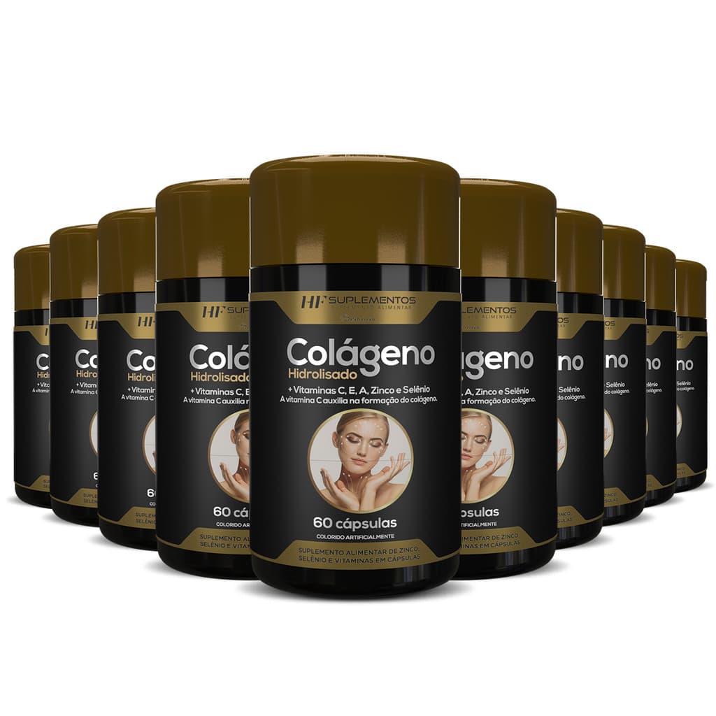10X COLAGENO HIDROLISADO + VITAMINAS 60CAPS HF Suplementos Premium Nutrição Avançada Saúde Bem Estar