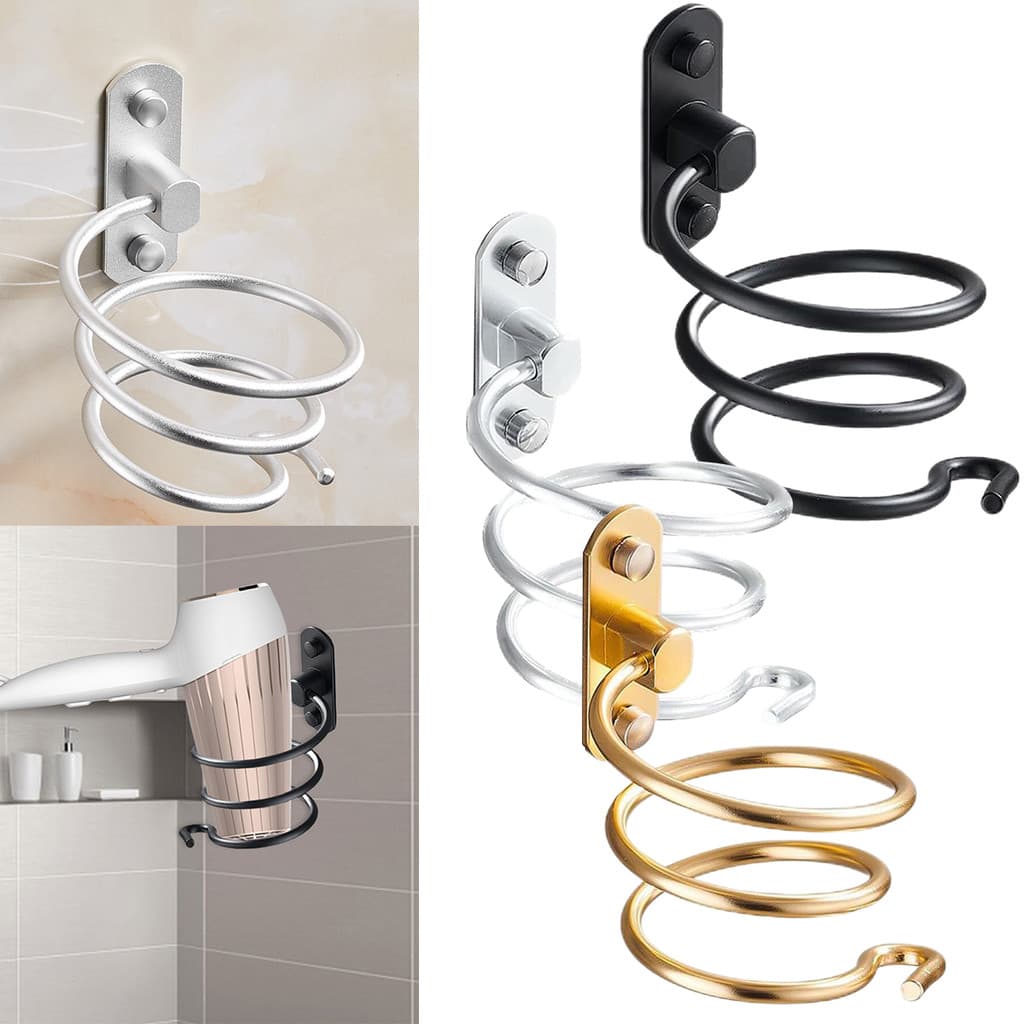 Suporte De Secador De Cabelo Para Banheiro , Organizador De Parede , Espiral , Rack De Alumínio , Prateleira De Acessóri