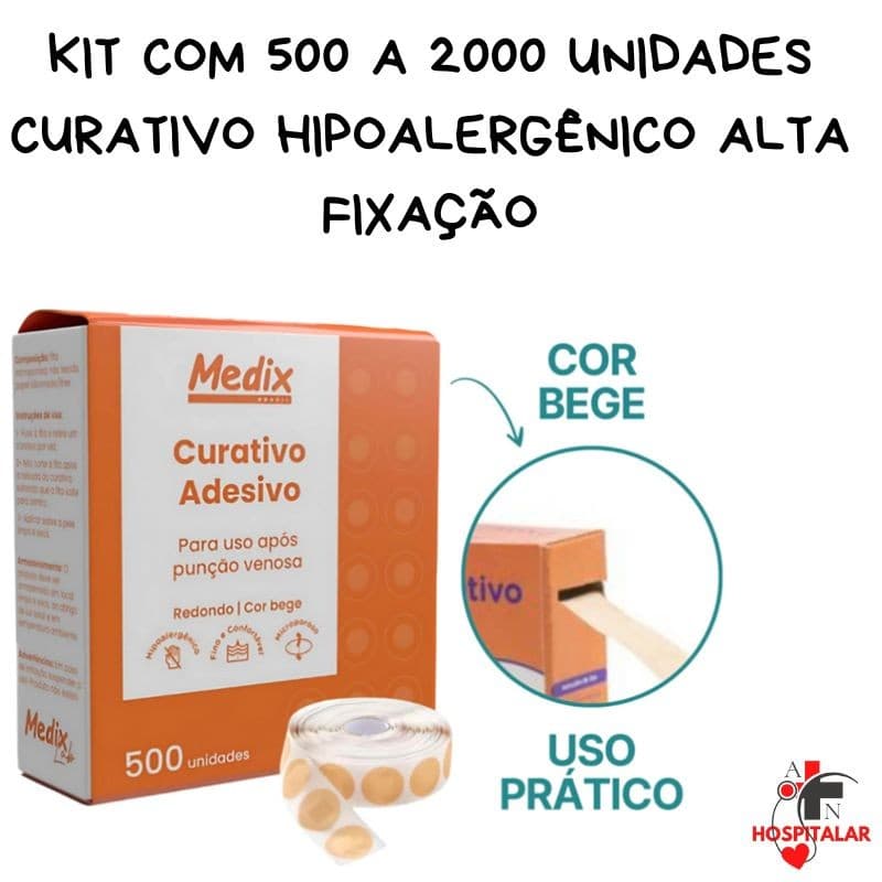 Curativo Hipoalergênico Alta Fixação Kit 500 a 2000 Unidades