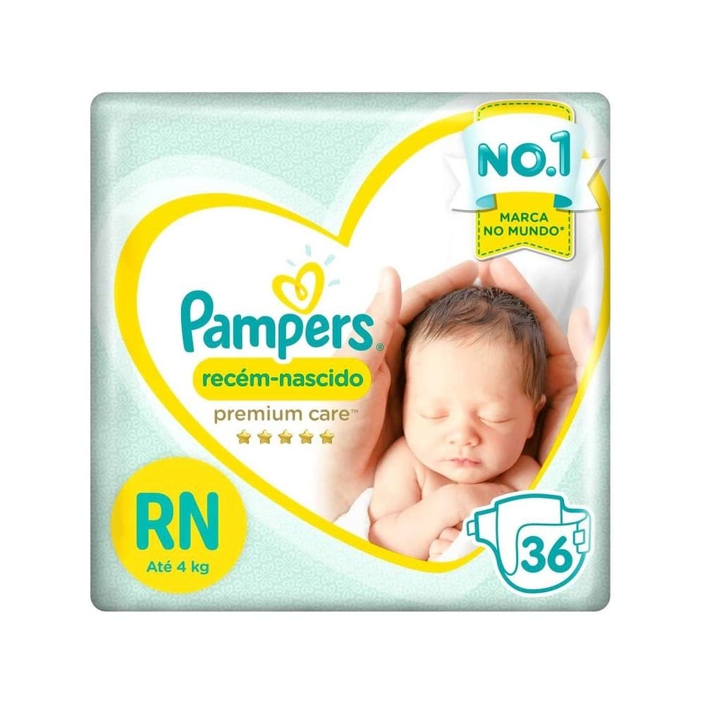 FRALDA PAMPERS PREMIUM CARE RN 36 UNIDADES até 4 kg