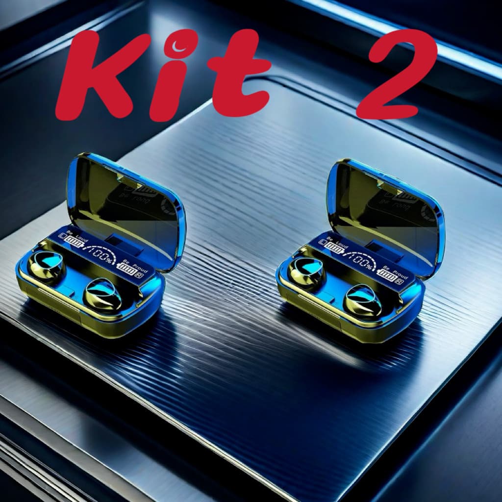 Kit 2 M10 Bluetooth 5.1 Fones de ouvido sem fio TWS estéreo com carregador Power Bank