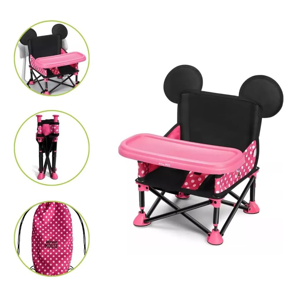Cadeira Cadeirinha Alimentação Bebê Papinha Mesa Portátil Minnie Disney Menina Rosa