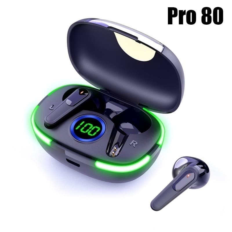 Air Pro 80 Fone De Ouvido Bluetooth Air Pro 80 Sport Game Display LED Redução De Ruído Com Microfone