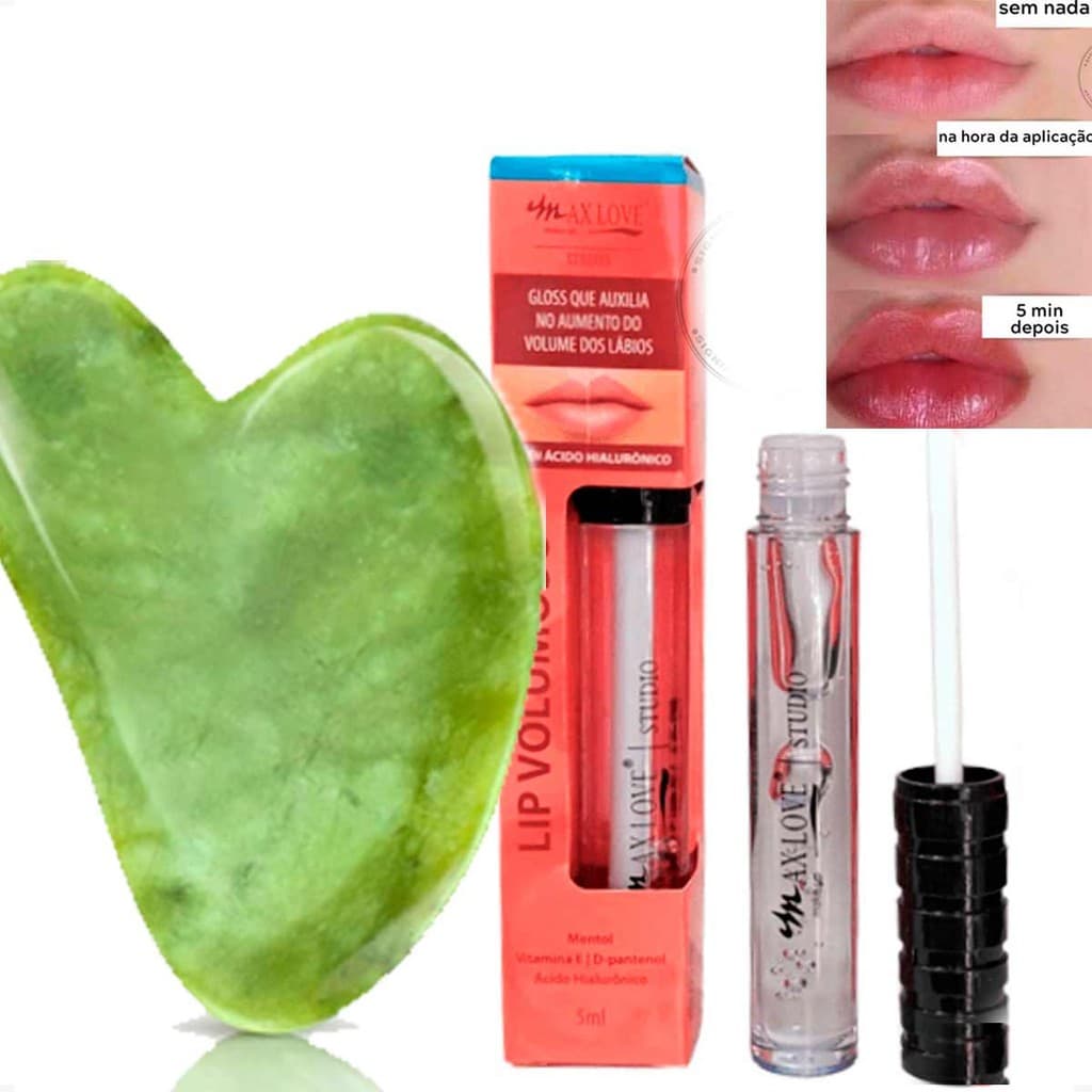 Brilho Labial Ácido Hialuronico + Gua Sha Medicina Chinesa Anti Idade Anti Rugas Skin Care