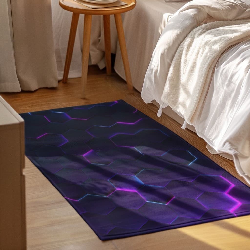 Tapete Decorativo Geométrico Retangular 118x70cm Antiderrapante Sala, Quarto e Escritório