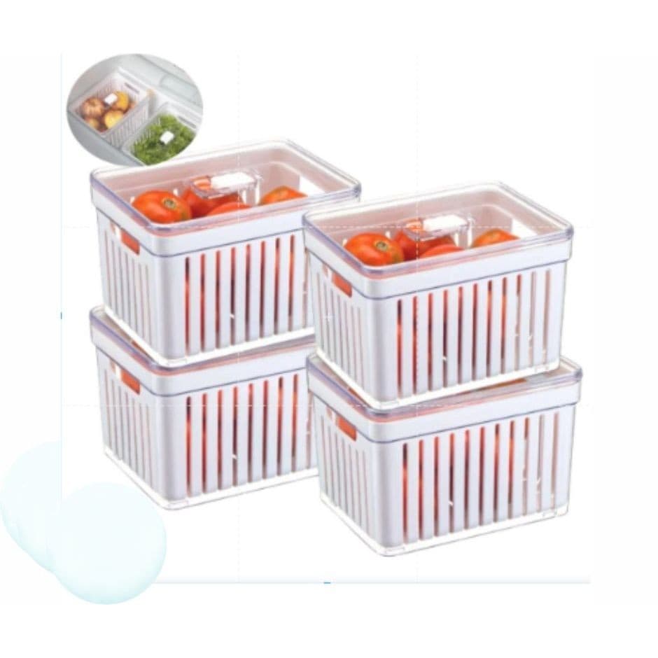 Kit 01, 02 ou 04 Organizadores de Geladeira 3,8L Cesto Tampa Multiuso Alimentos Verduras Plastutti