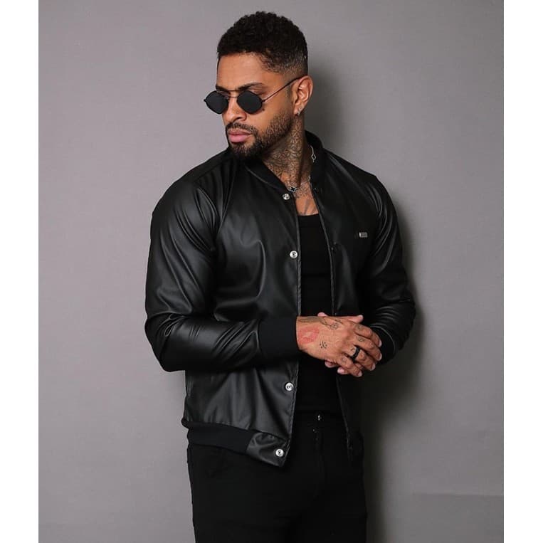Jaqueta Bomber Courino Slim Lacapa Streetwear Estilo Inverno Blusa de Frio Jaqueta Courino Masculina